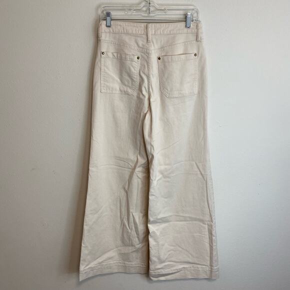Maeve by Anthropologie Wide Leg Jeans Trouser Cream Women's Size 28 - Picture 2 of 7